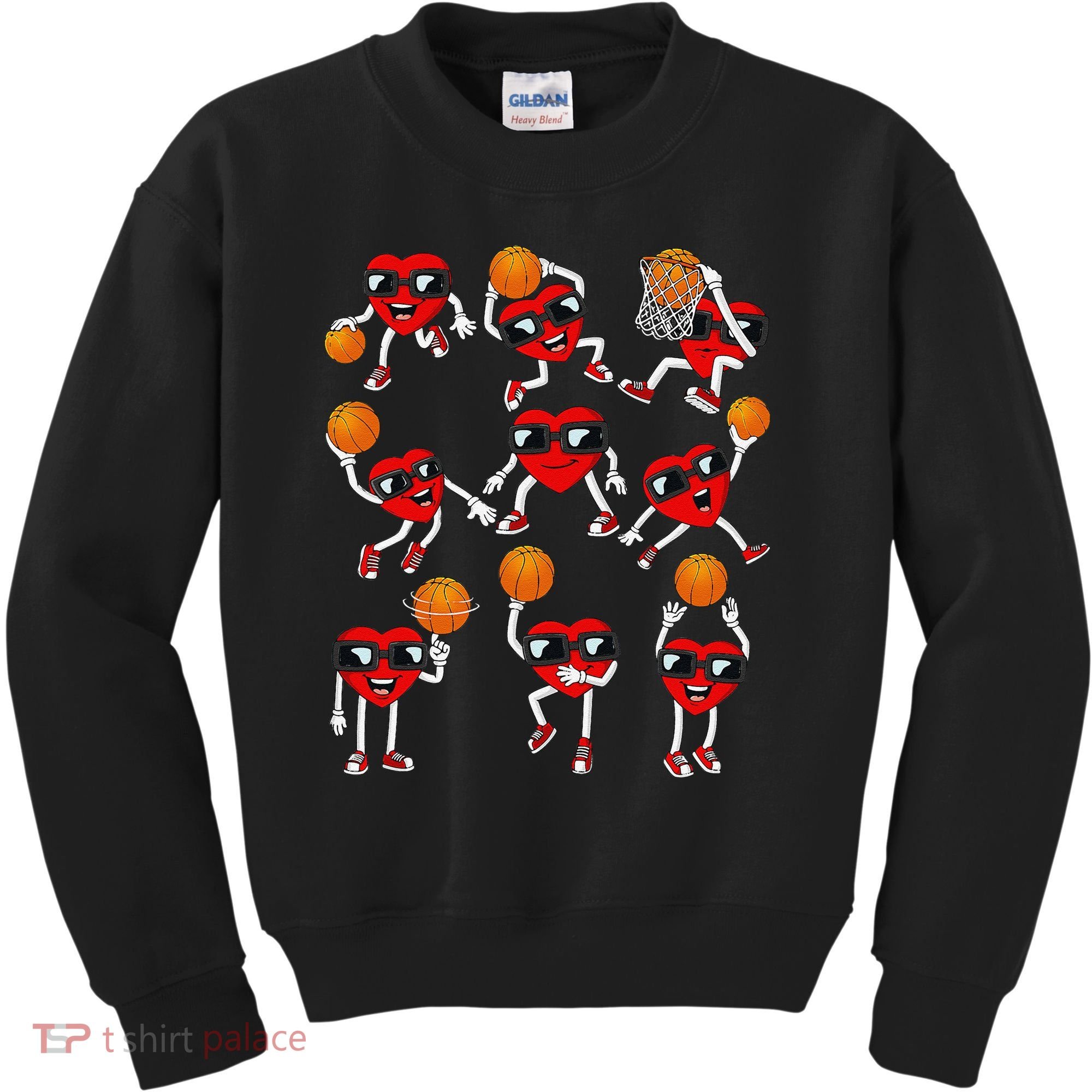 Valentines Day funny Basketball Heart Dunking Kids Sweatshirt