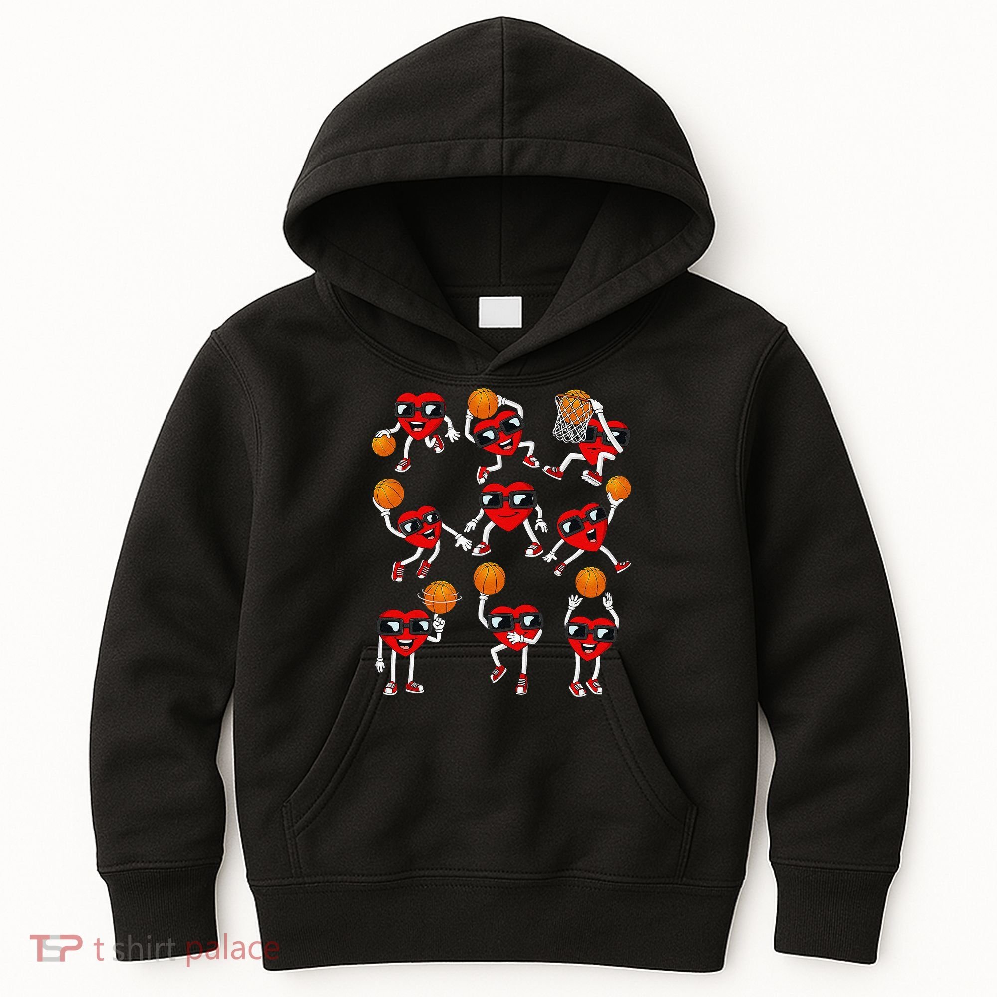 Valentines Day funny Basketball Heart Dunking Kids Hoodie