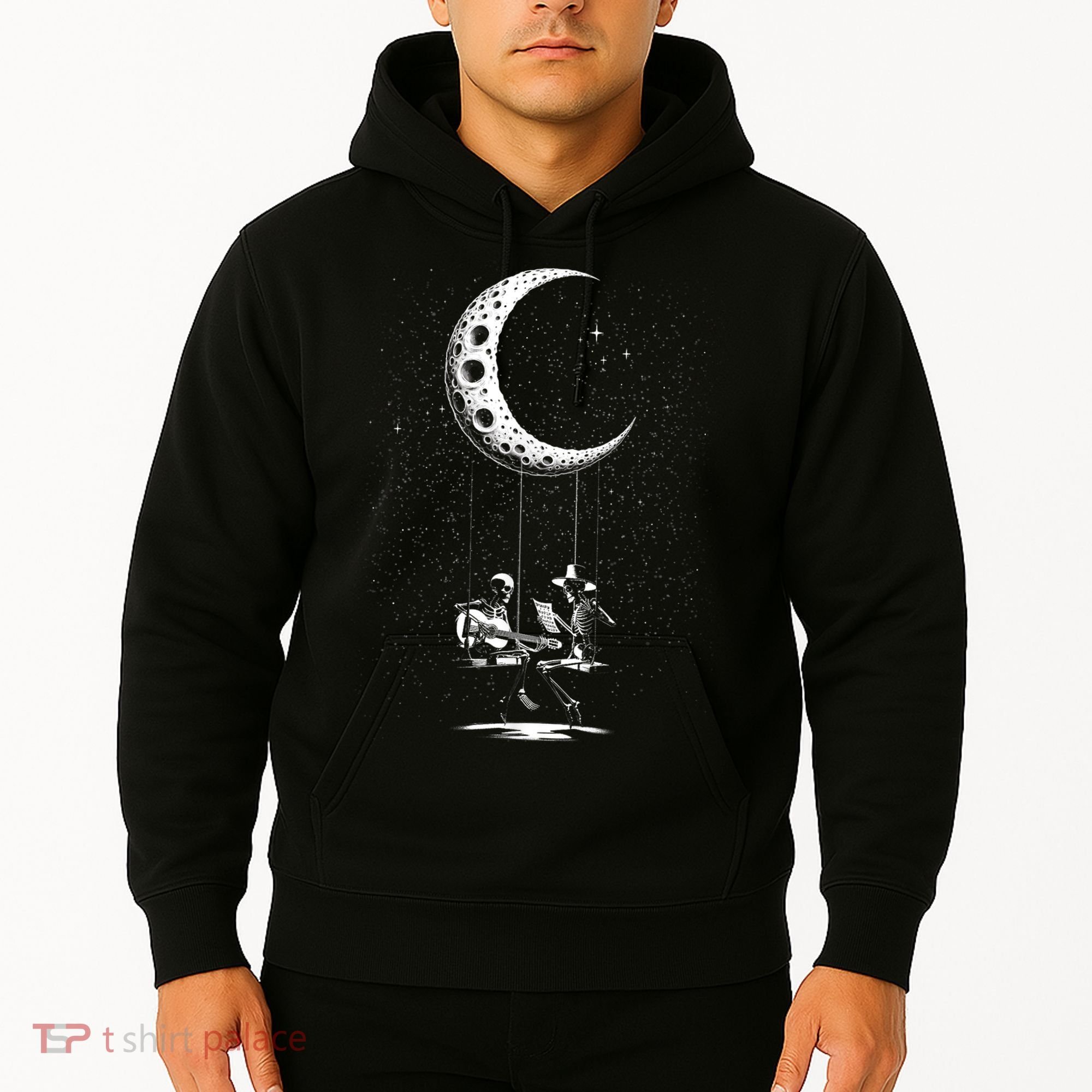 Valentine Day Funny Skeleton Couple Guitar Rock And Roll Hoodie