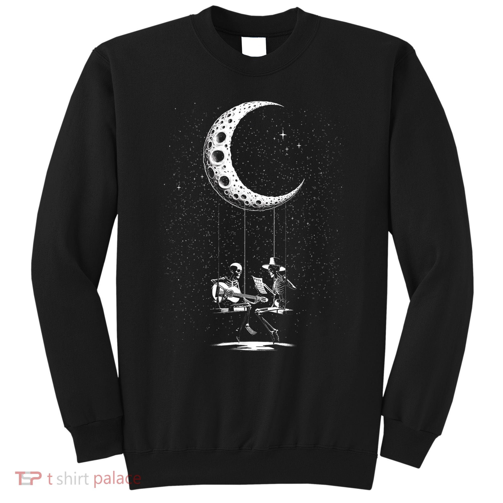 Valentine Day Funny Skeleton Couple Guitar Rock And Roll Sweatshirt