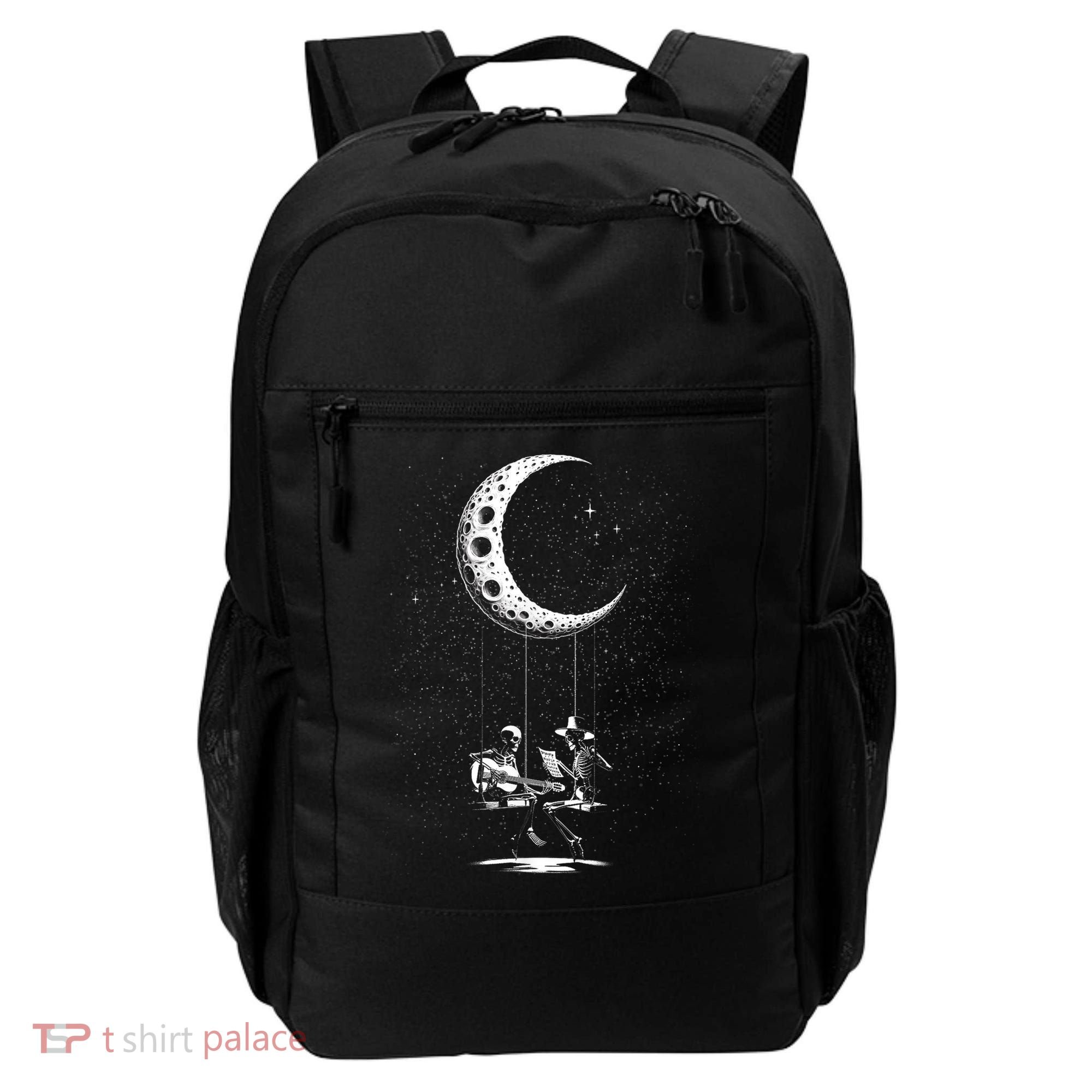 Valentine Day Funny Skeleton Couple Guitar Rock And Roll Backpack