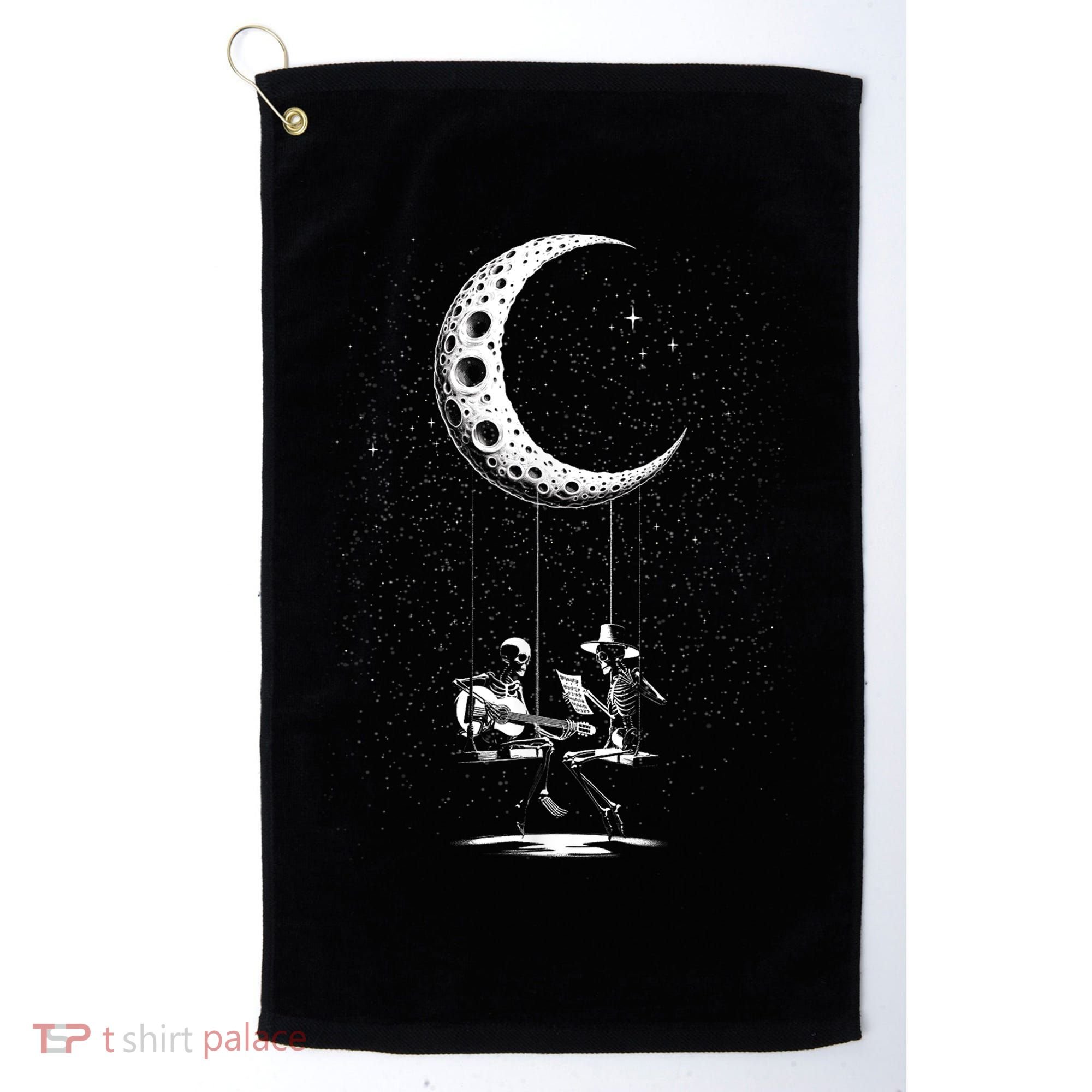 Valentine Day Funny Skeleton Couple Guitar Rock And Roll Golf Towel