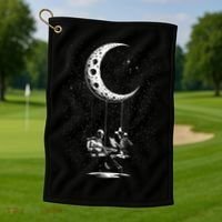 Valentine Day Funny Skeleton Couple Guitar Rock And Roll Golf Towel thumb 1