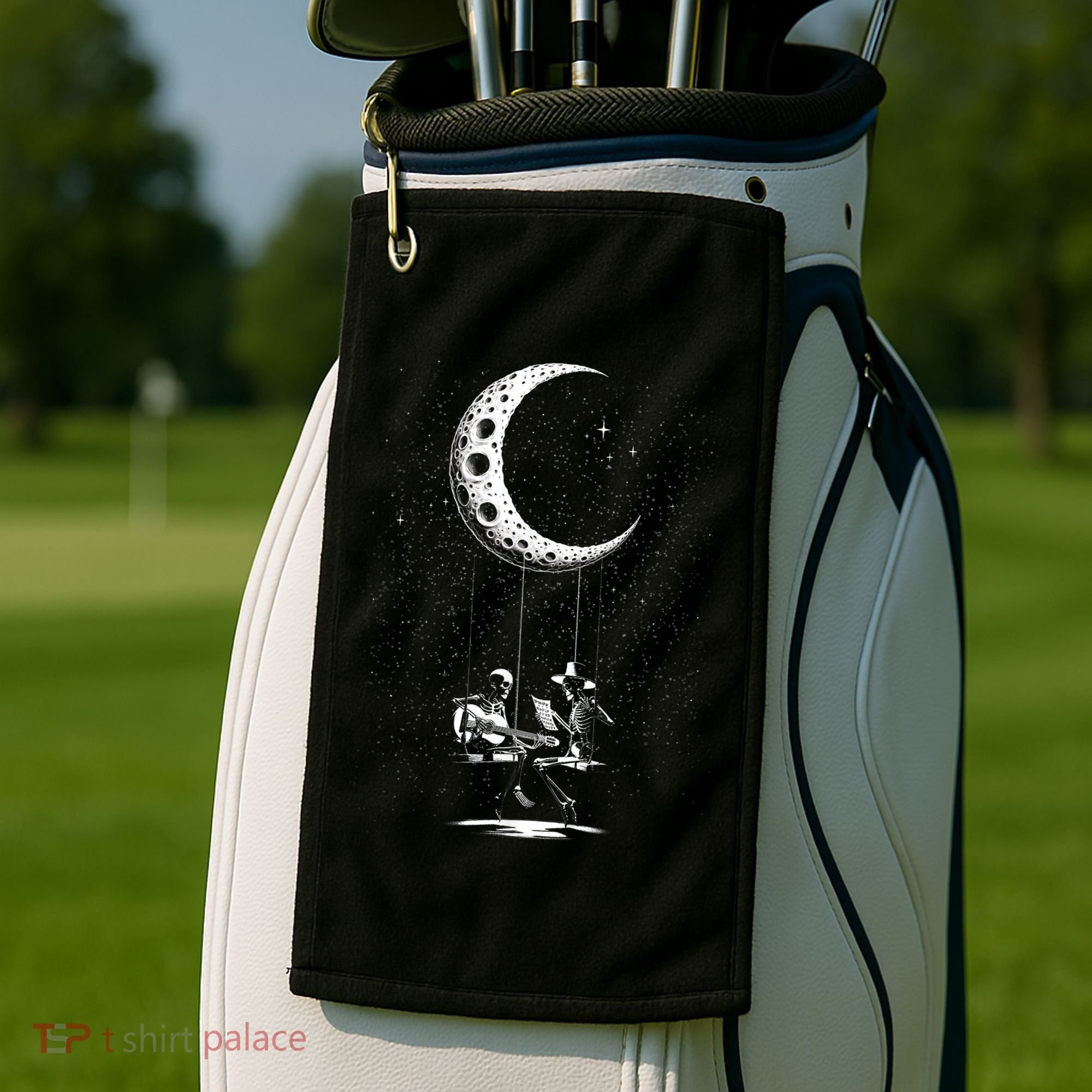 Valentine Day Funny Skeleton Couple Guitar Rock And Roll Golf Towel