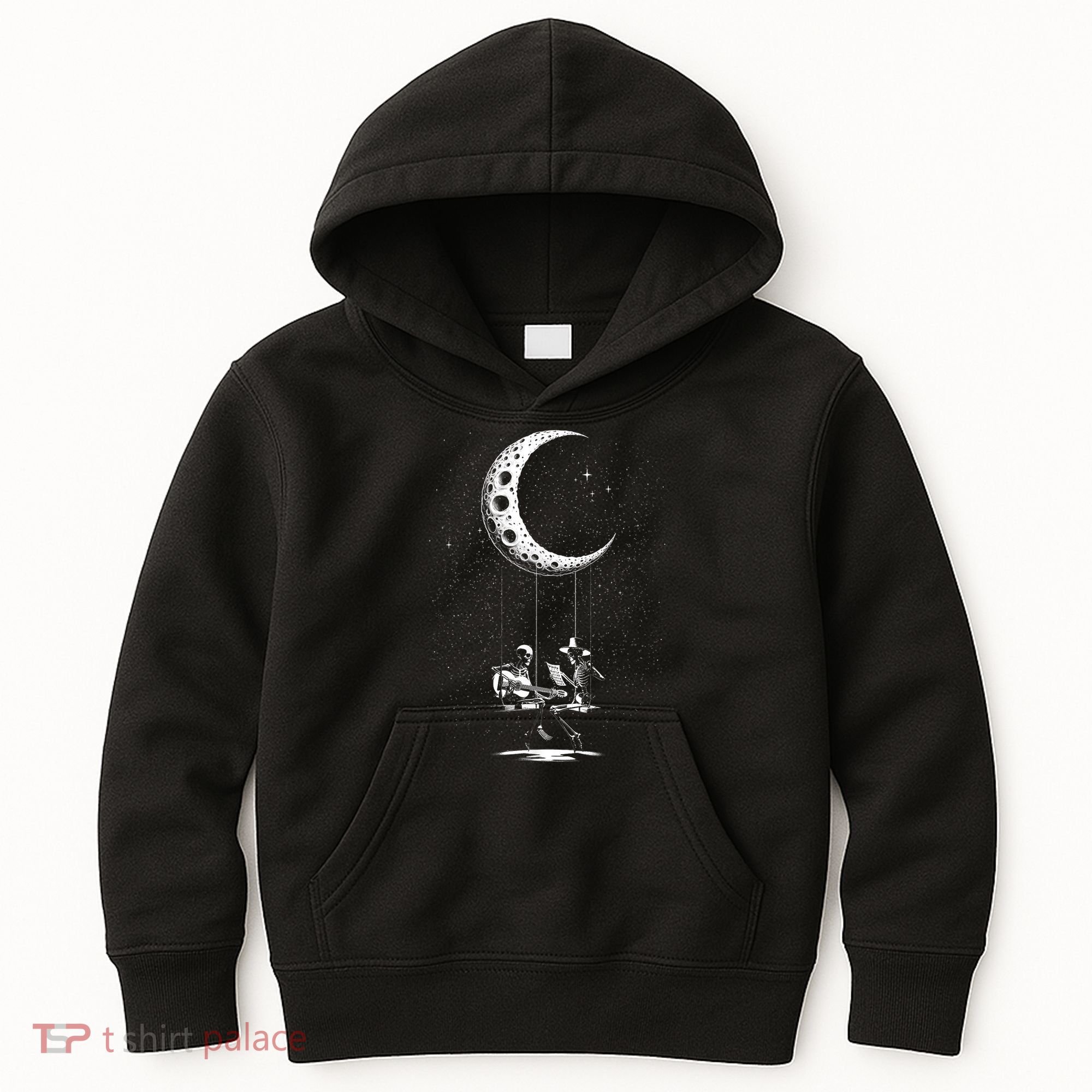 Valentine Day Funny Skeleton Couple Guitar Rock And Roll Kids Hoodie