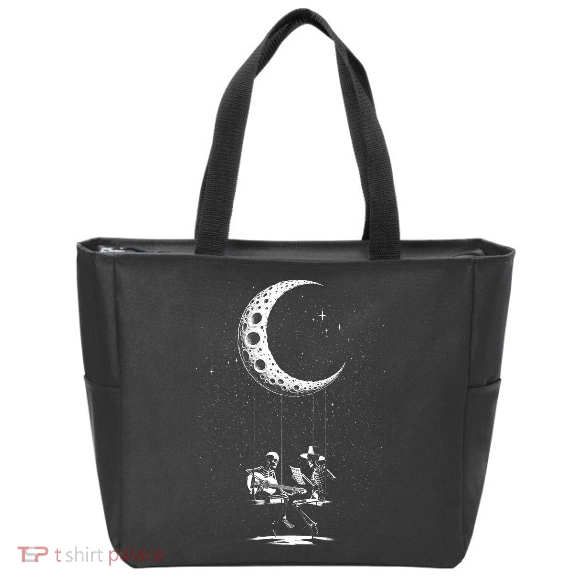 Valentine Day Funny Skeleton Couple Guitar Rock And Roll Tote Bag