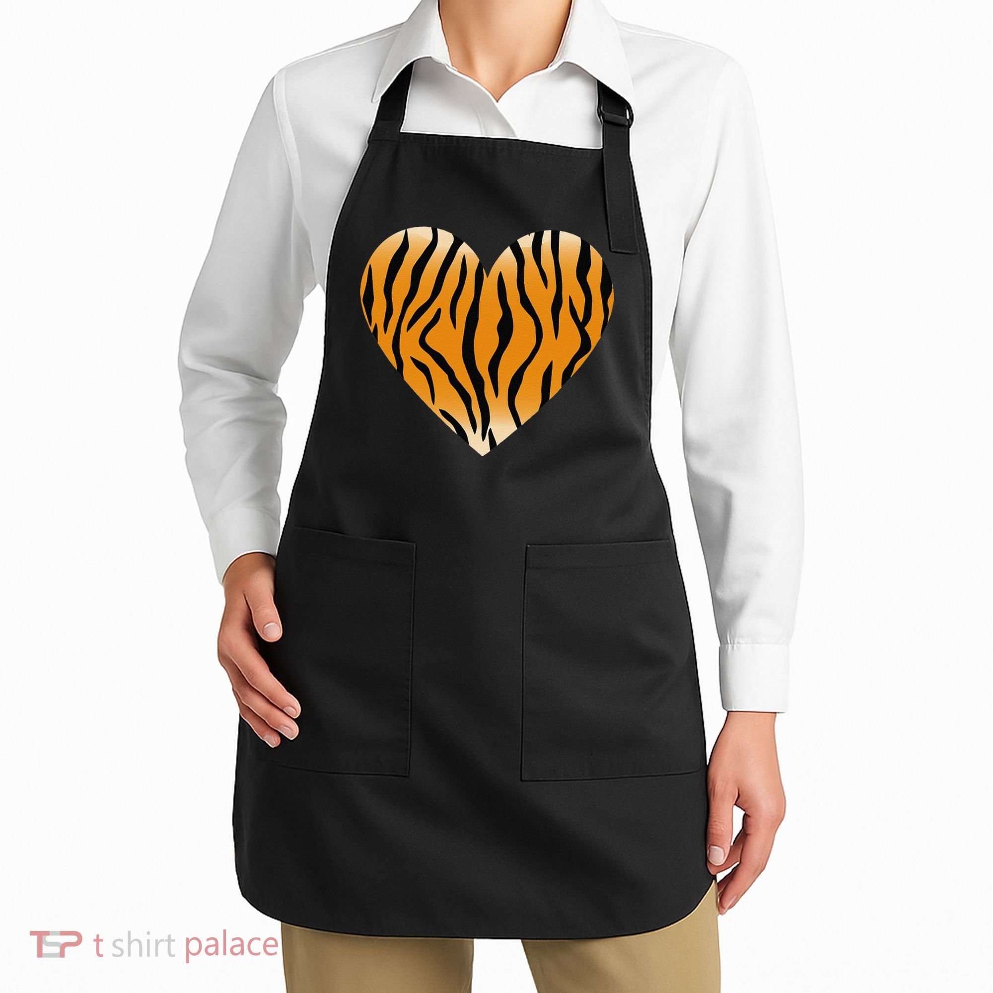 Valentine's Day Fashionable Tiger Stripe Pattern Heart Gift Apron