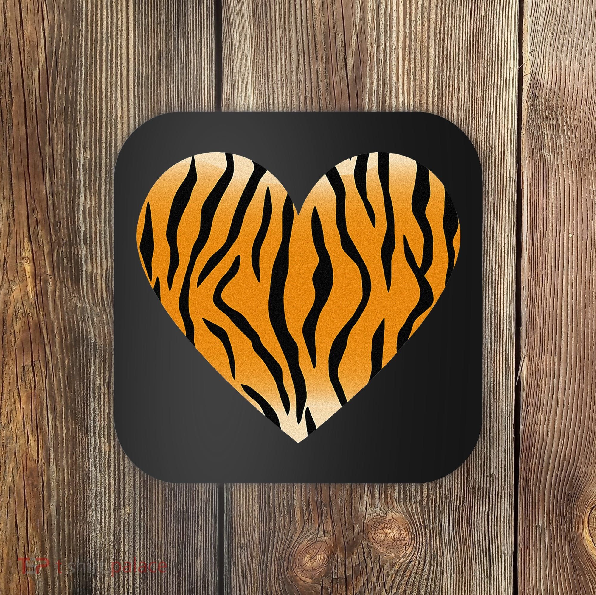 Valentine's Day Fashionable Tiger Stripe Pattern Heart Gift Coaster