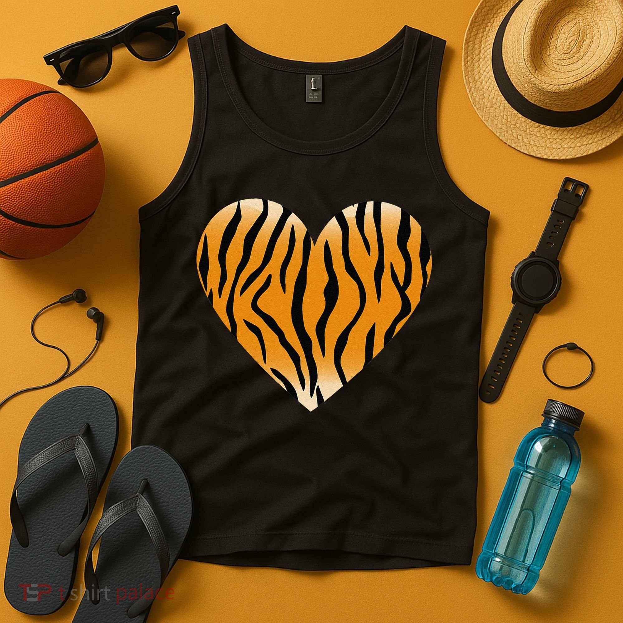 Valentine's Day Fashionable Tiger Stripe Pattern Heart Gift Tank Top