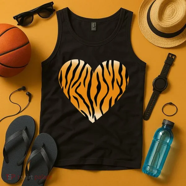 Valentine's Day Fashionable Tiger Stripe Pattern Heart Gift Tank Top
