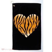 Valentine's Day Fashionable Tiger Stripe Pattern Heart Gift Golf Towel thumb 0