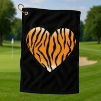 Valentine's Day Fashionable Tiger Stripe Pattern Heart Gift Golf Towel thumb 1