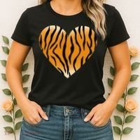 Valentine's Day Fashionable Tiger Stripe Pattern Heart Gift Women's T-Shirt thumb 2
