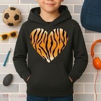 Valentine's Day Fashionable Tiger Stripe Pattern Heart Gift Kids Hoodie thumb 2