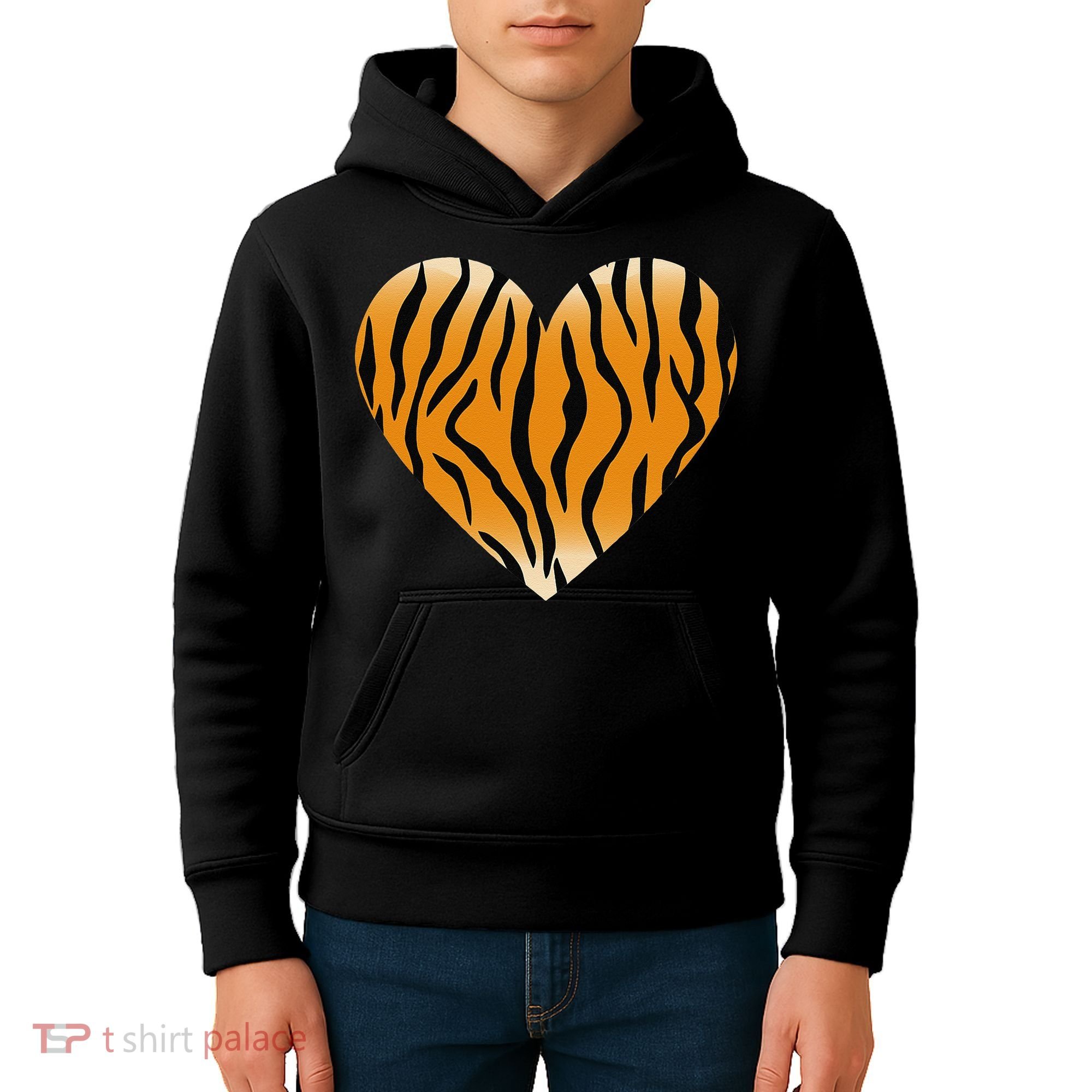Valentine's Day Fashionable Tiger Stripe Pattern Heart Gift Kids Hoodie