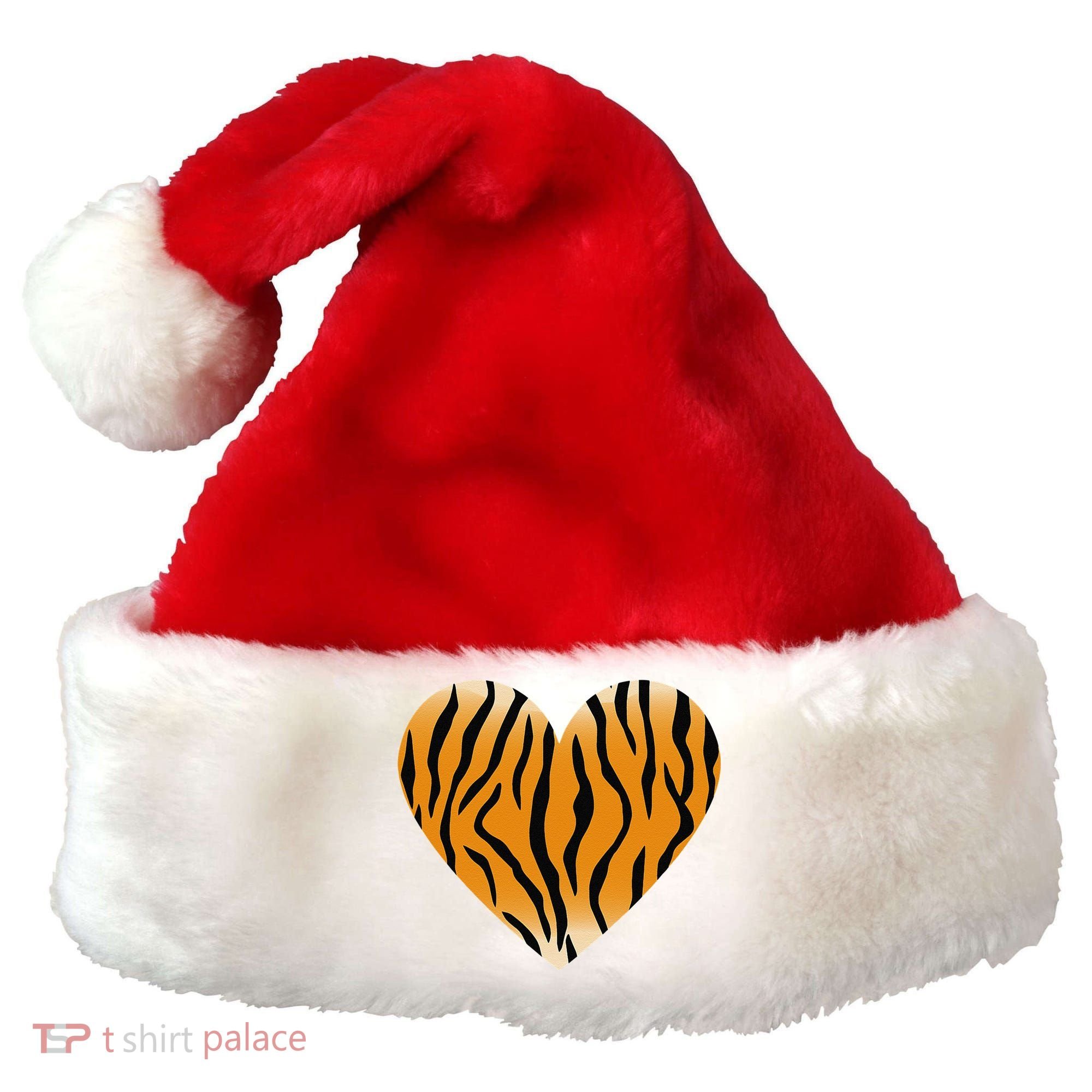Valentine's Day Fashionable Tiger Stripe Pattern Heart Gift Santa Hat