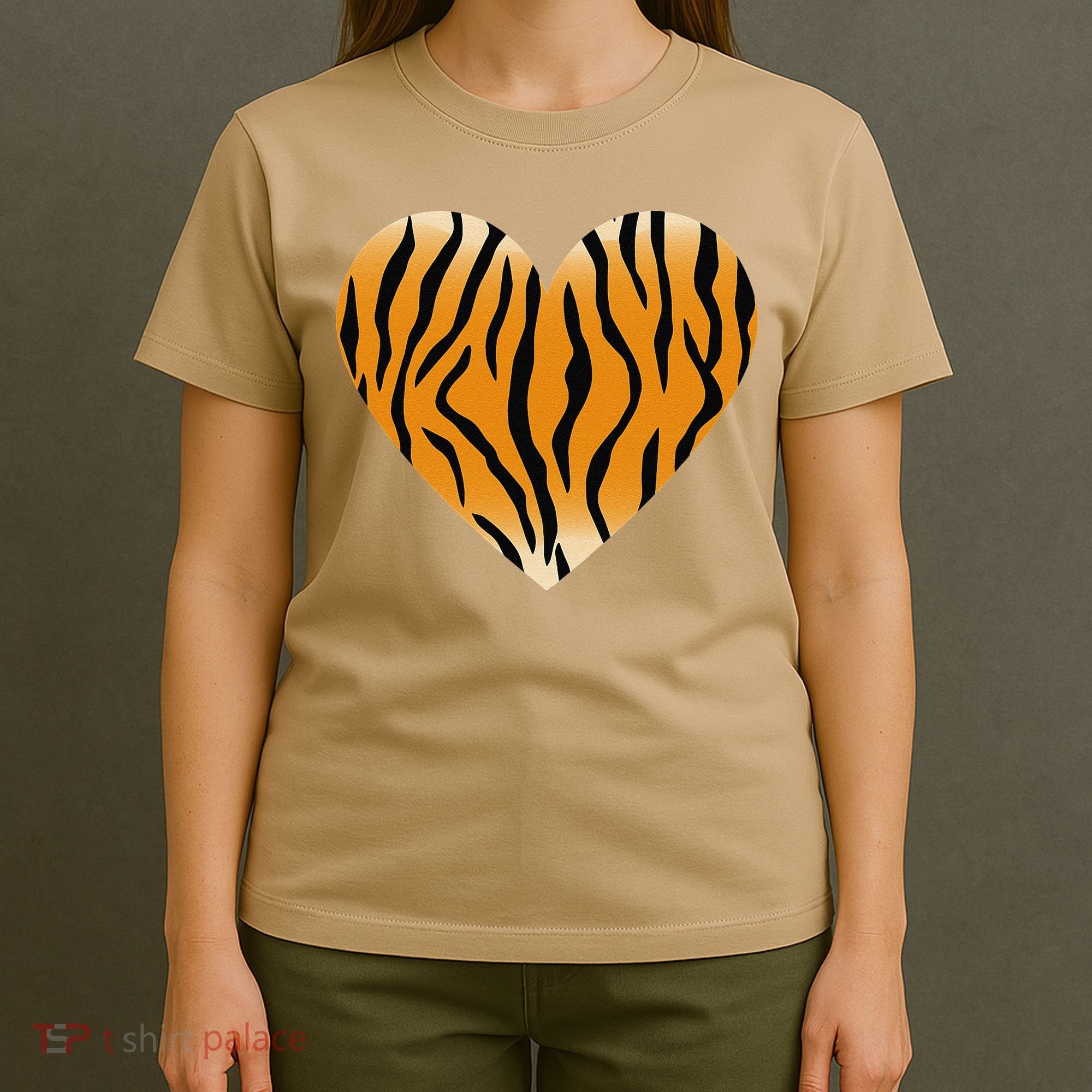 Valentine's Day Fashionable Tiger Stripe Pattern Heart Gift T-Shirt