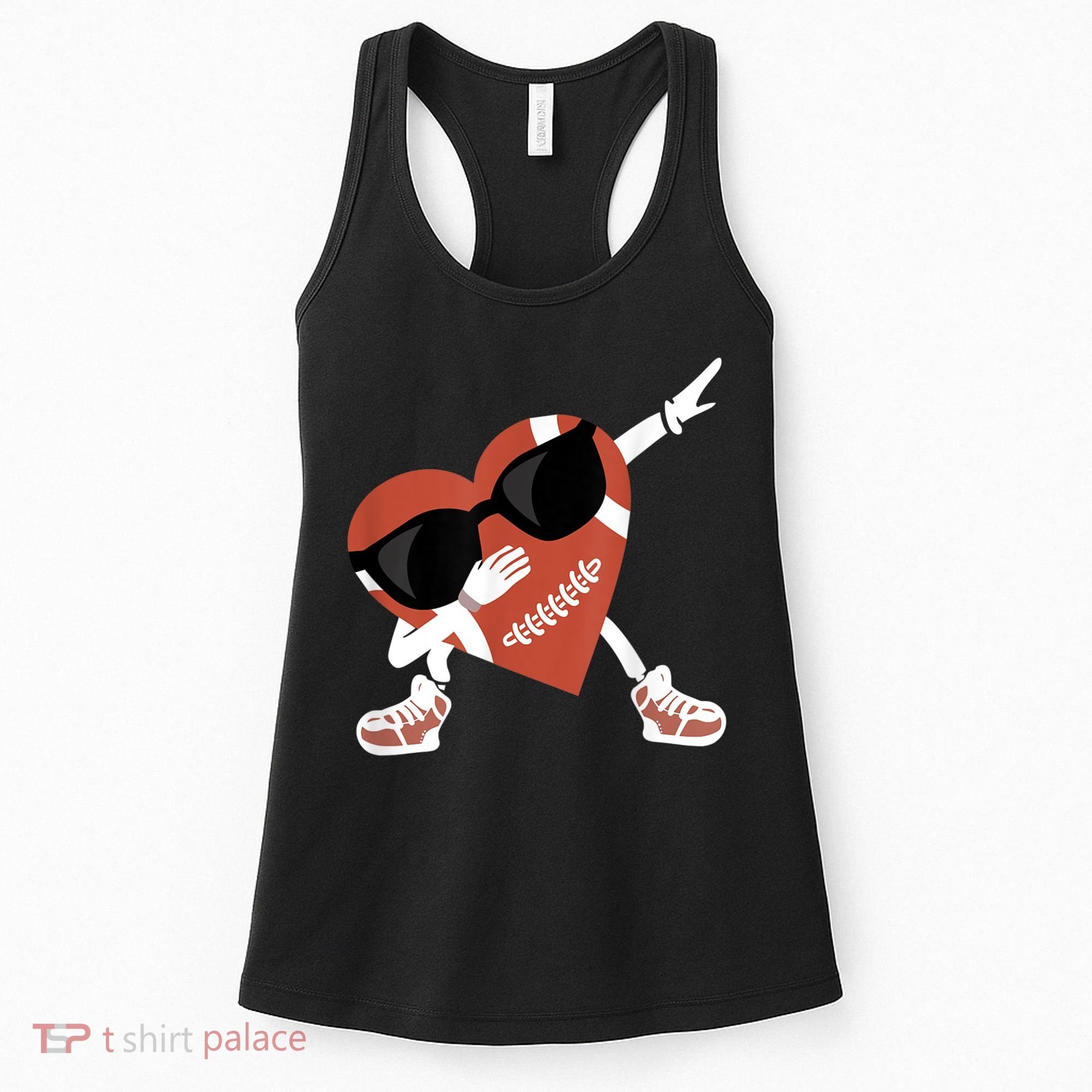 Valentines Day Football Dabbing Heart Footlball Player Women's Tank Top