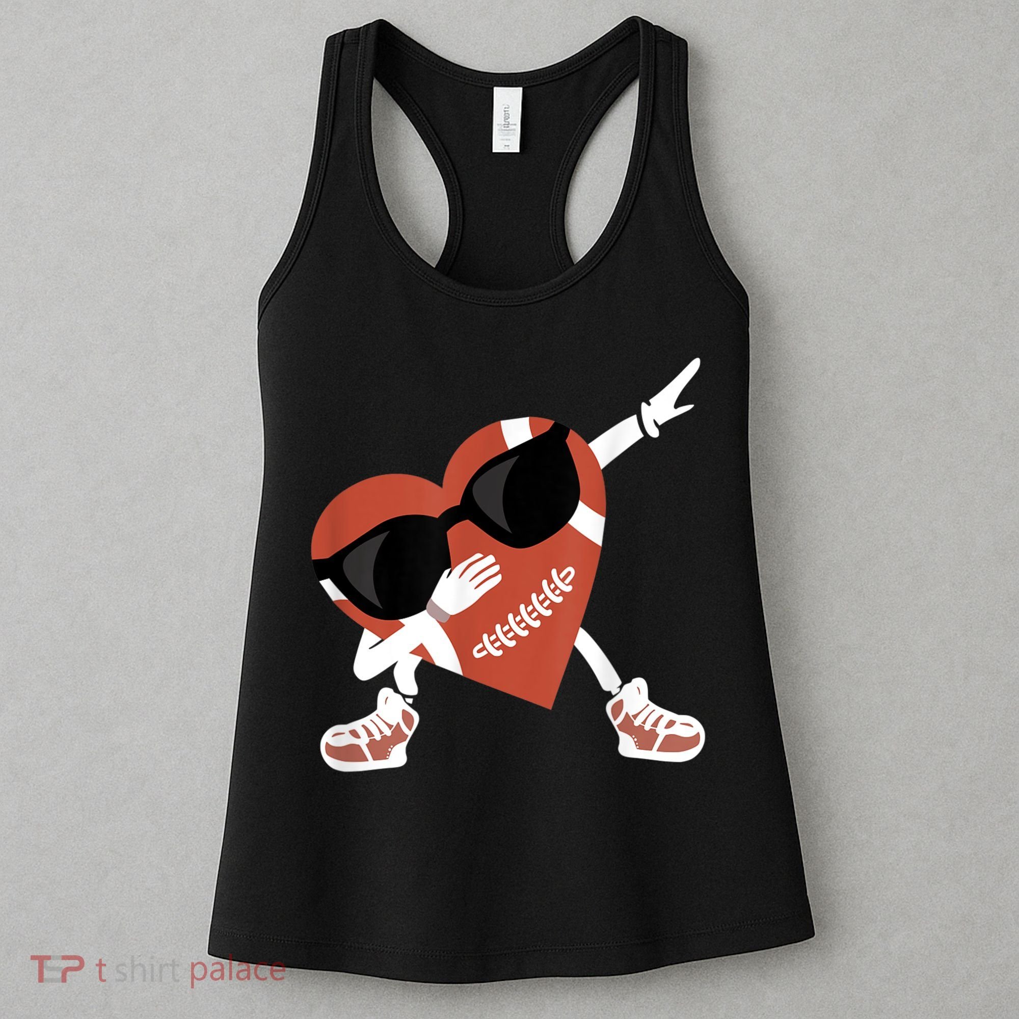 Valentines Day Football Dabbing Heart Footlball Player Women's Tank Top