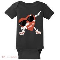 Valentines Day Football Dabbing Heart Footlball Player Baby Bodysuit thumb 0