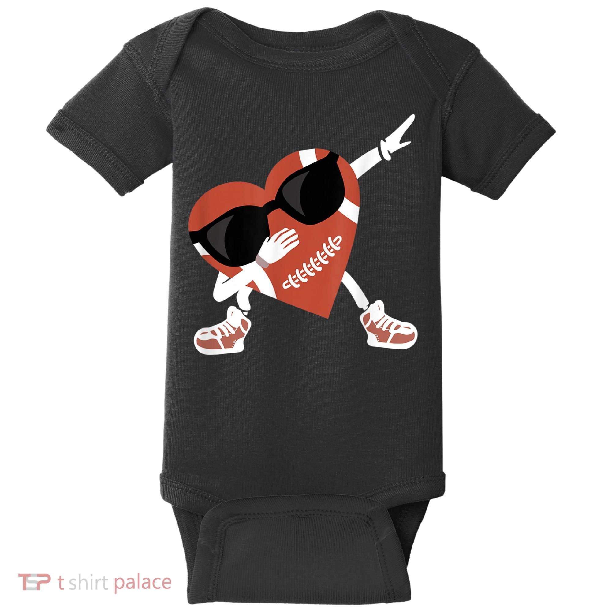 Valentines Day Football Dabbing Heart Footlball Player Baby Bodysuit