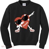 Valentines Day Football Dabbing Heart Footlball Player Kids Sweatshirt thumb 0