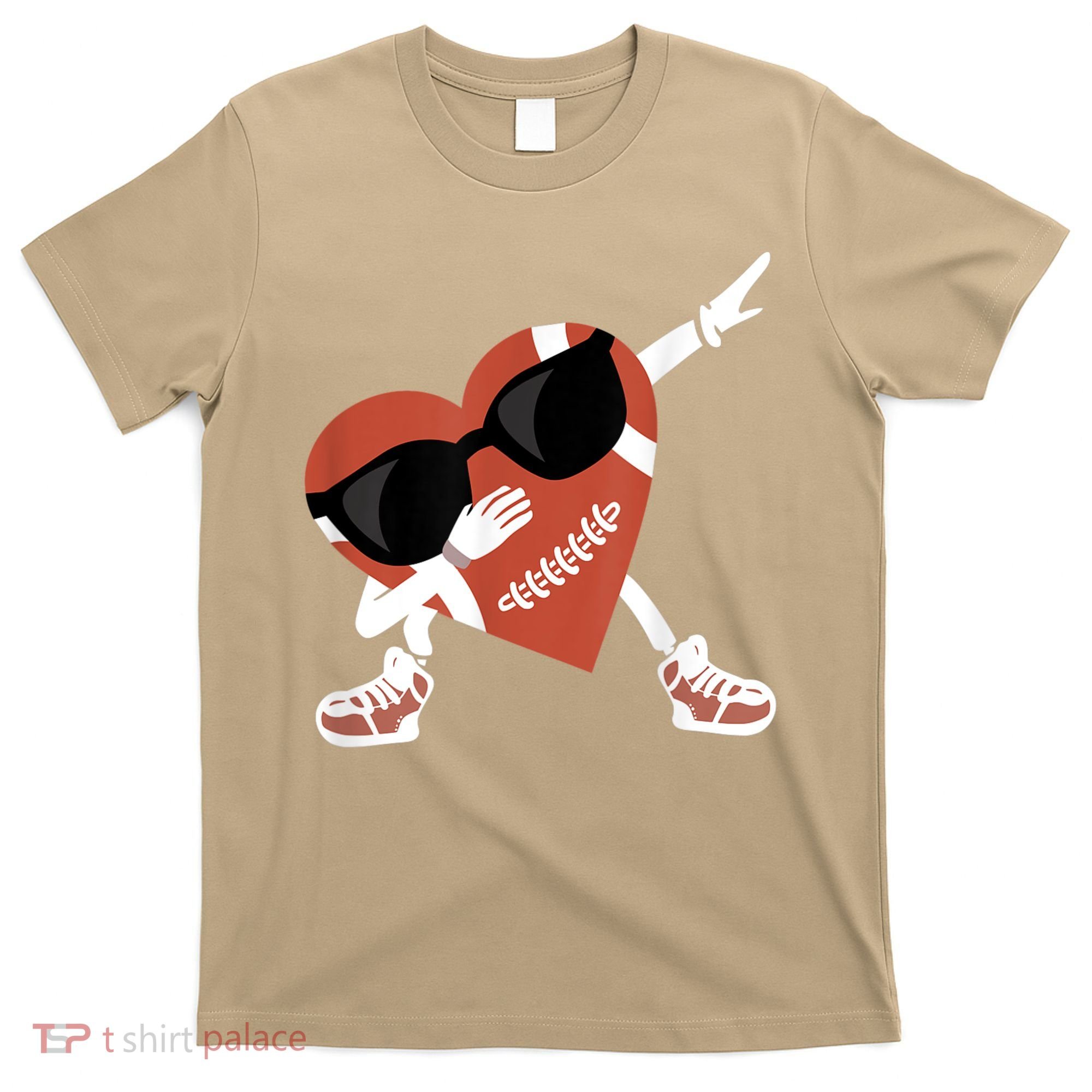 Valentines Day Football Dabbing Heart Footlball Player T-Shirt