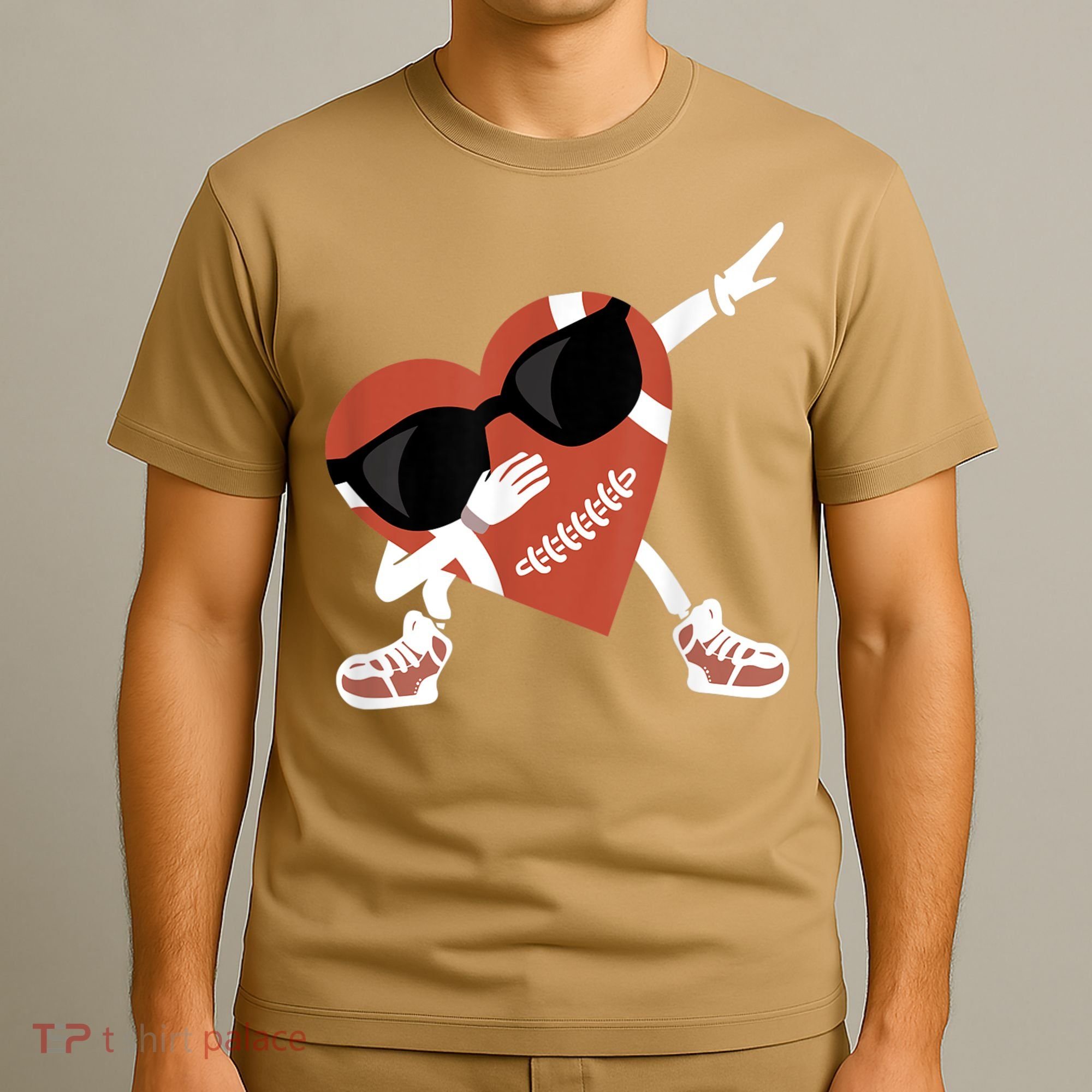 Valentines Day Football Dabbing Heart Footlball Player T-Shirt