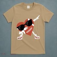 Valentines Day Football Dabbing Heart Footlball Player T-Shirt thumb 5