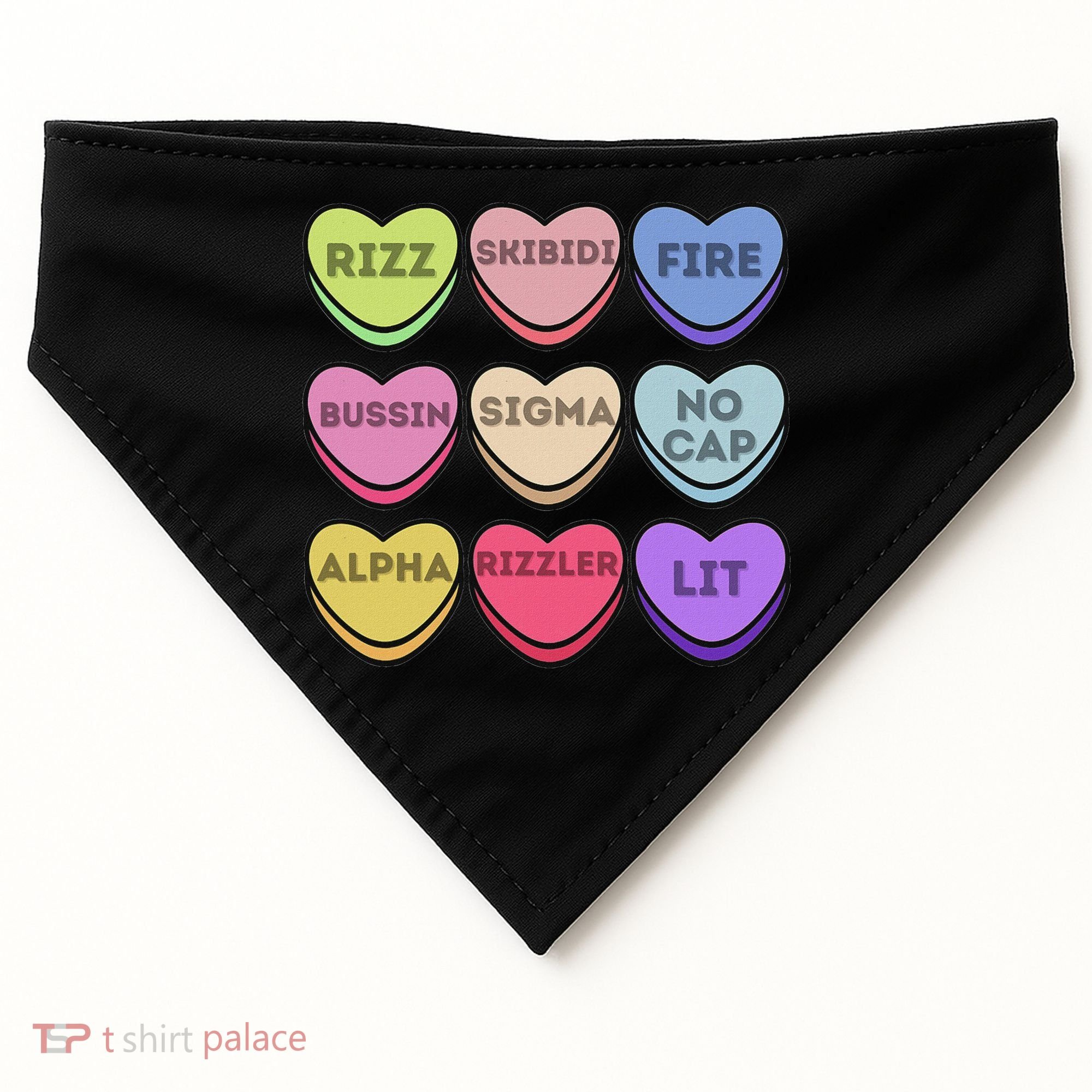 Valentines Day Funny Valentines Day Rizz No Cap USA-Made Doggie Bandana
