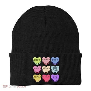 Valentines Day Funny Valentines Day Rizz No Cap Beanie
