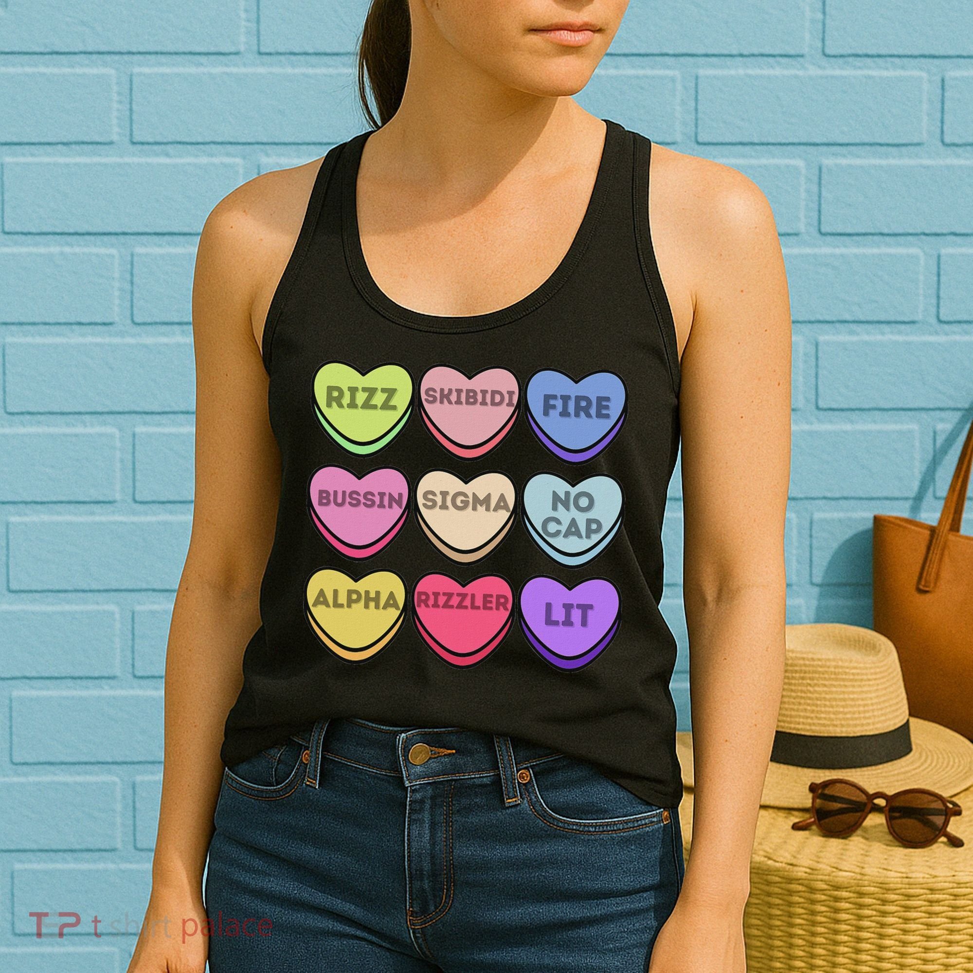 Valentines Day Funny Valentines Day Rizz No Cap Women's Tank Top