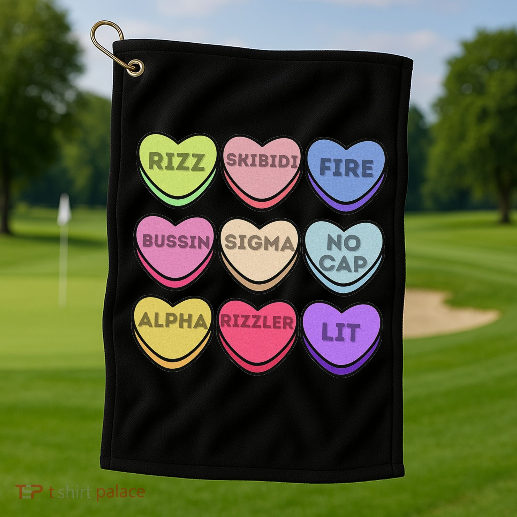 Valentines Day Funny Valentines Day Rizz No Cap Golf Towel