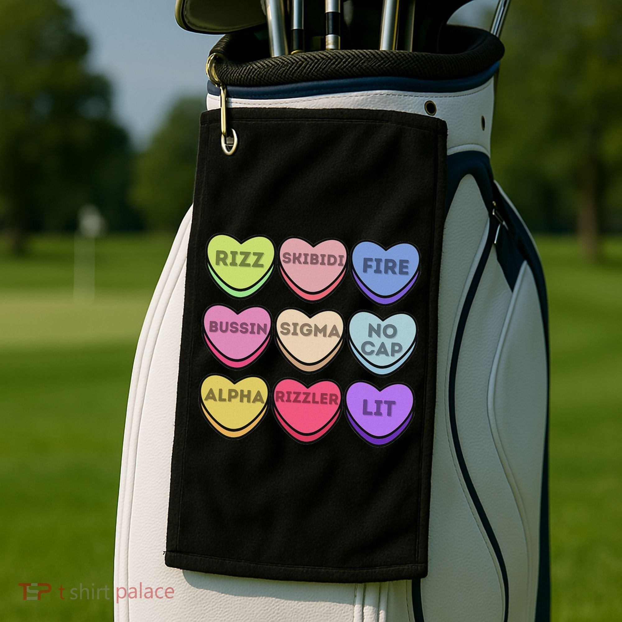 Valentines Day Funny Valentines Day Rizz No Cap Golf Towel