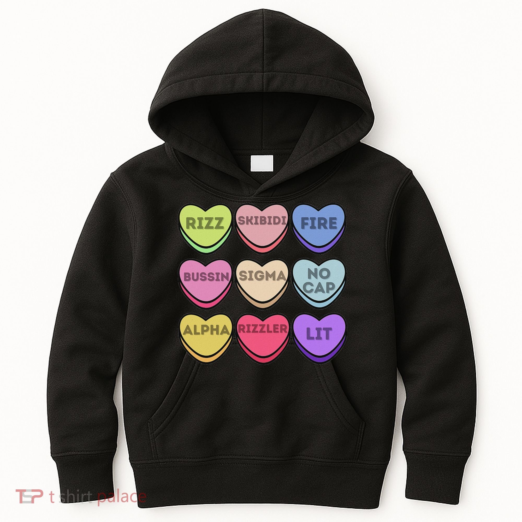 Valentines Day Funny Valentines Day Rizz No Cap Kids Hoodie