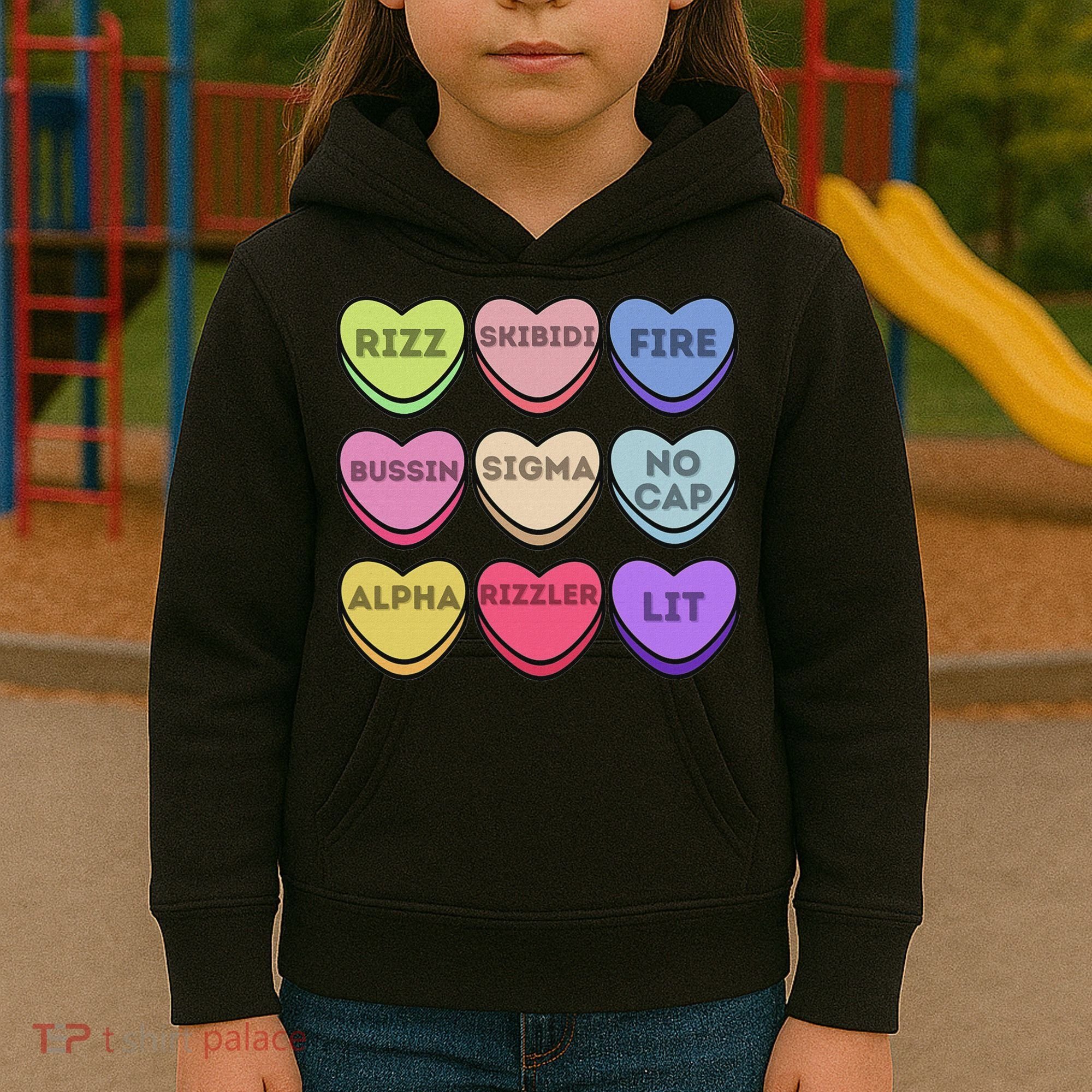 Valentines Day Funny Valentines Day Rizz No Cap Kids Hoodie