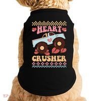 Valentine's Day Funny Heart Crusher Ugly Sweater Doggie Tank thumb 0