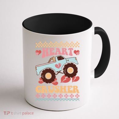 Valentine's Day Funny Heart Crusher Ugly Sweater Coffee Mug back