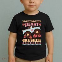 Valentine's Day Funny Heart Crusher Ugly Sweater Toddler T-Shirt thumb 2
