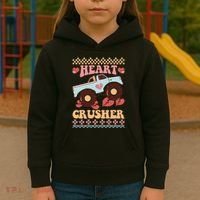 Valentine's Day Funny Heart Crusher Ugly Sweater Kids Hoodie thumb 3