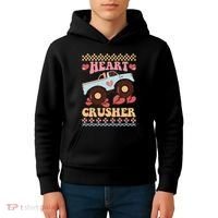 Valentine's Day Funny Heart Crusher Ugly Sweater Kids Hoodie thumb 4