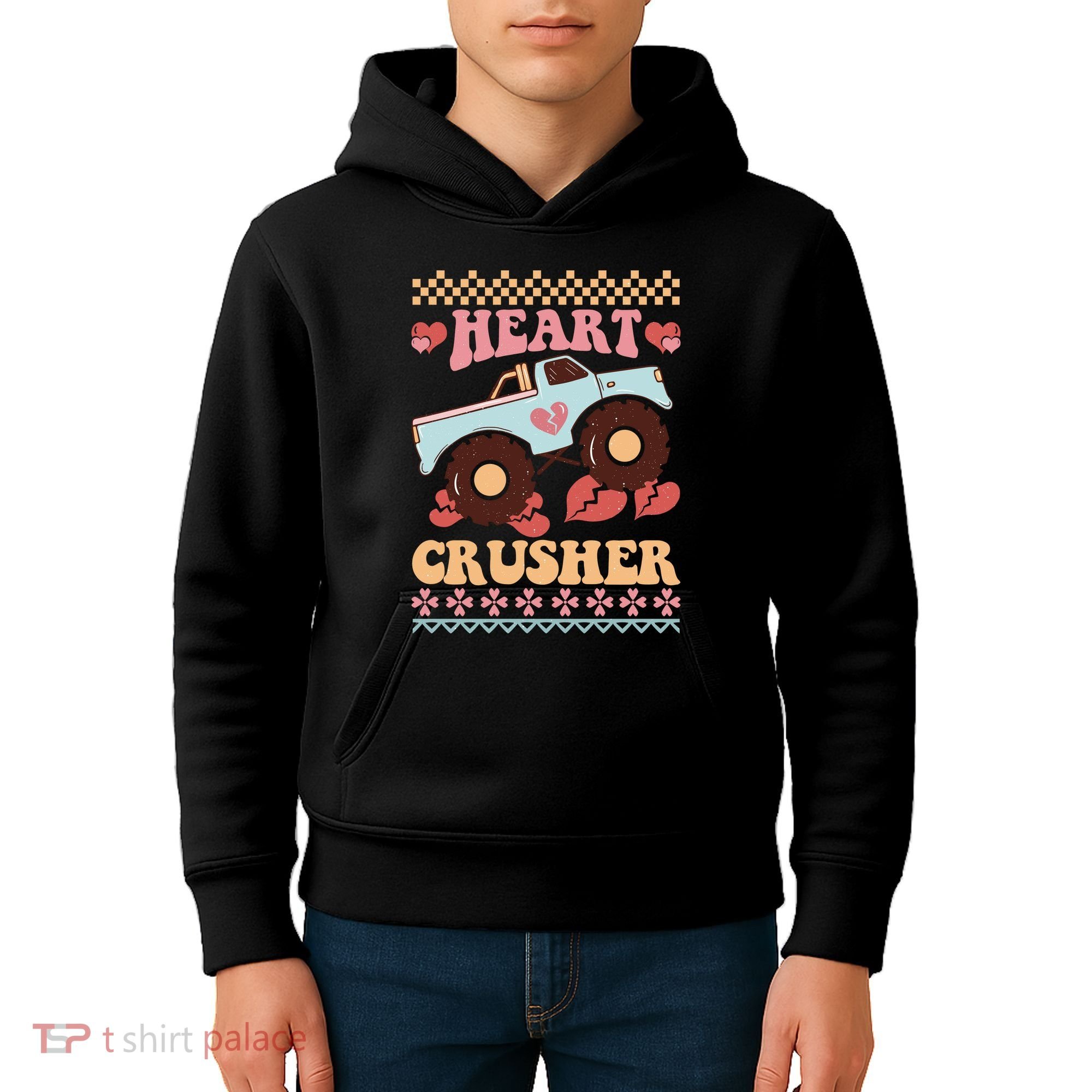 Valentine's Day Funny Heart Crusher Ugly Sweater Kids Hoodie