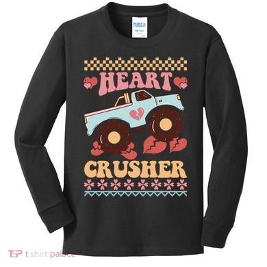 Valentine's Day Funny Heart Crusher Ugly Sweater Kids Long Sleeve Shirt
