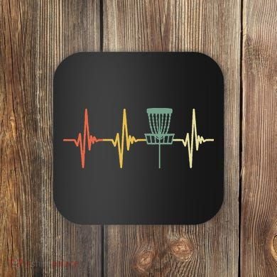 Vintage Disc Golf Retro Heartbeat Gift Disc Golf Coaster