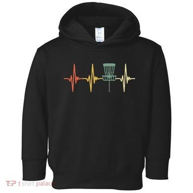 Vintage Disc Golf Retro Heartbeat Gift Disc Golf Toddler Hoodie