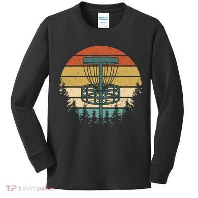 Vintage Disc Golf Retro Graphic Kids Long Sleeve Shirt