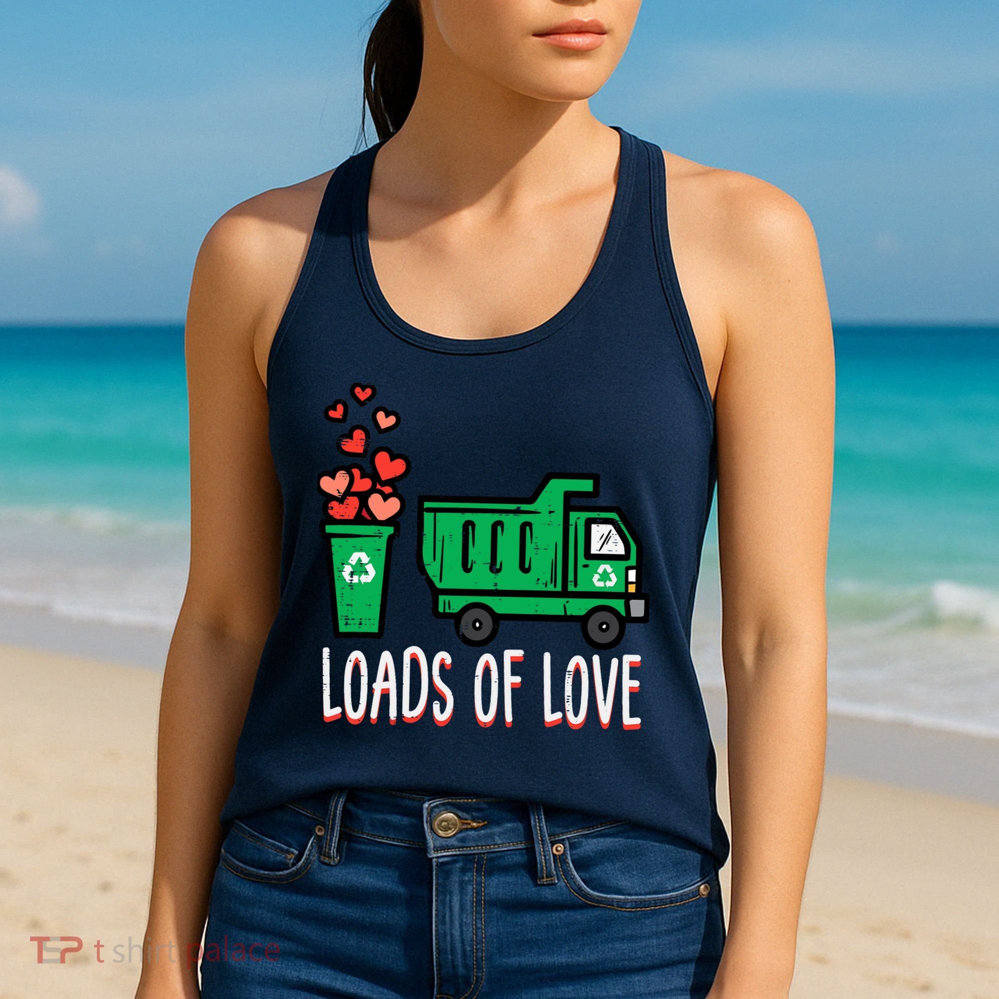 Valentines Day Garbage Truck Loads Of Love Women's Tank Top
