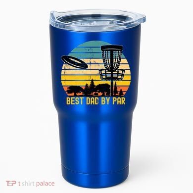 Vintage Disc Golf Dad Present Best Dad By Par Disk Golf Gift Tumbler