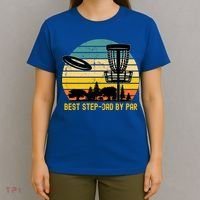 Vintage Disc Golf Dad Present Best Stepdad By Par Disk Golf Gift T-Shirt thumb 4