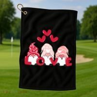 Valentines Day Gnomes Golf Towel thumb 1